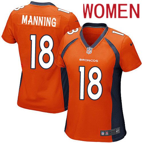 Cheap Women Denver Broncos 18 Peyton Manning Nike Orange Game Player NFL Jersey